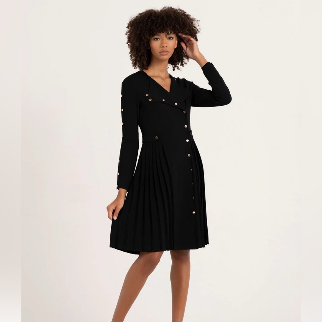 Aleeza Paris Sarah Gold Knit Dress Black Sz Xs And Xl